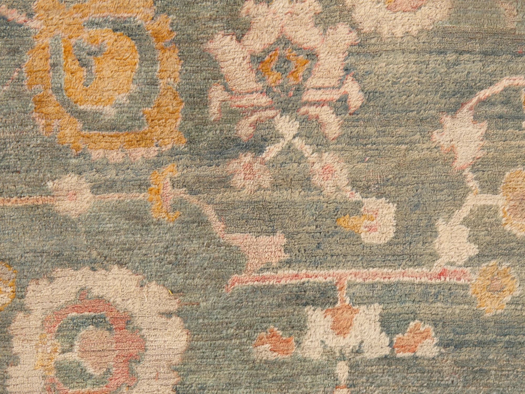 Angora Oushak in Light Blue and Coral, actual catalog view 5