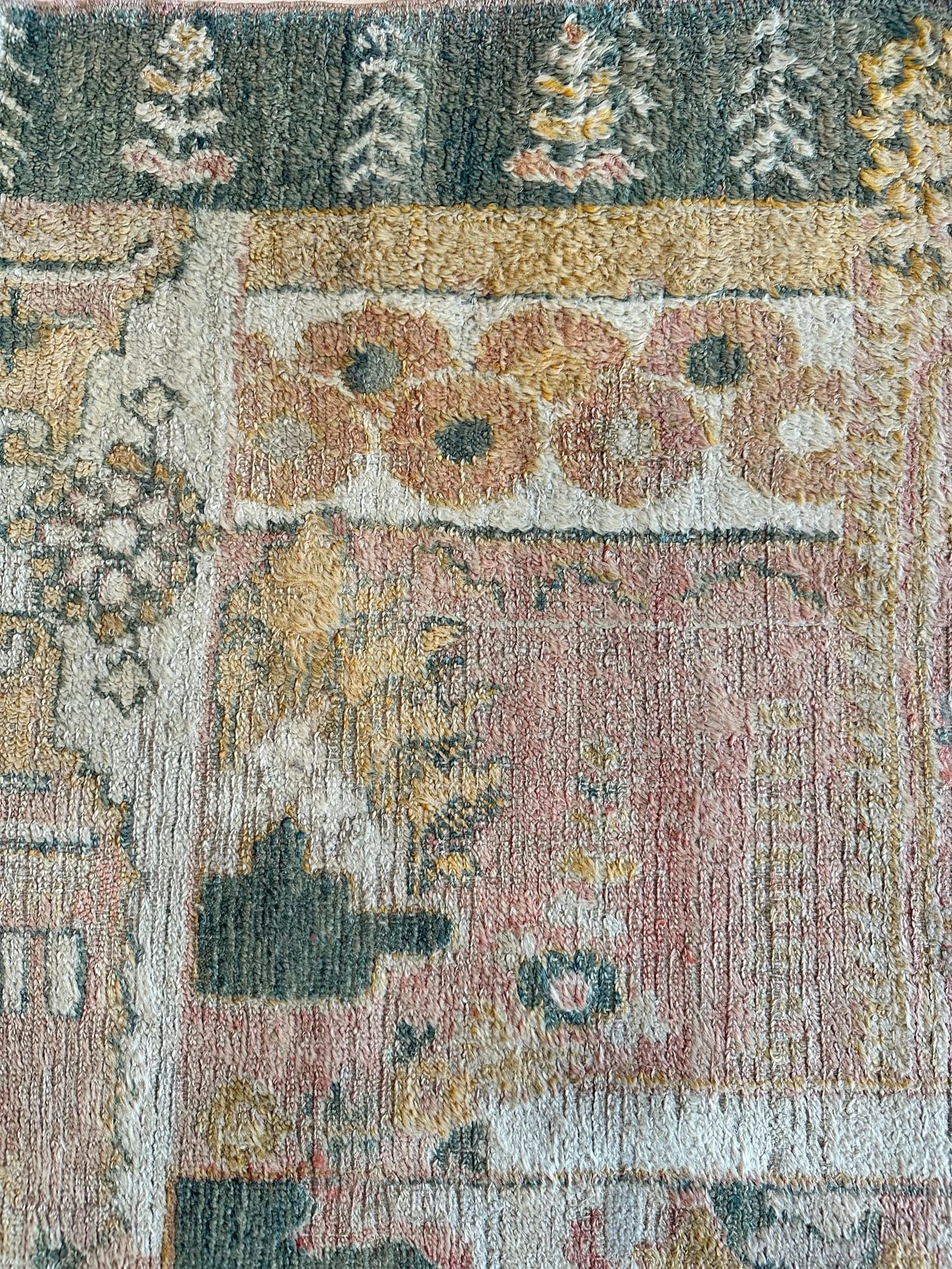 Angora Oushak in Light Blue and Coral, actual catalog view 15
