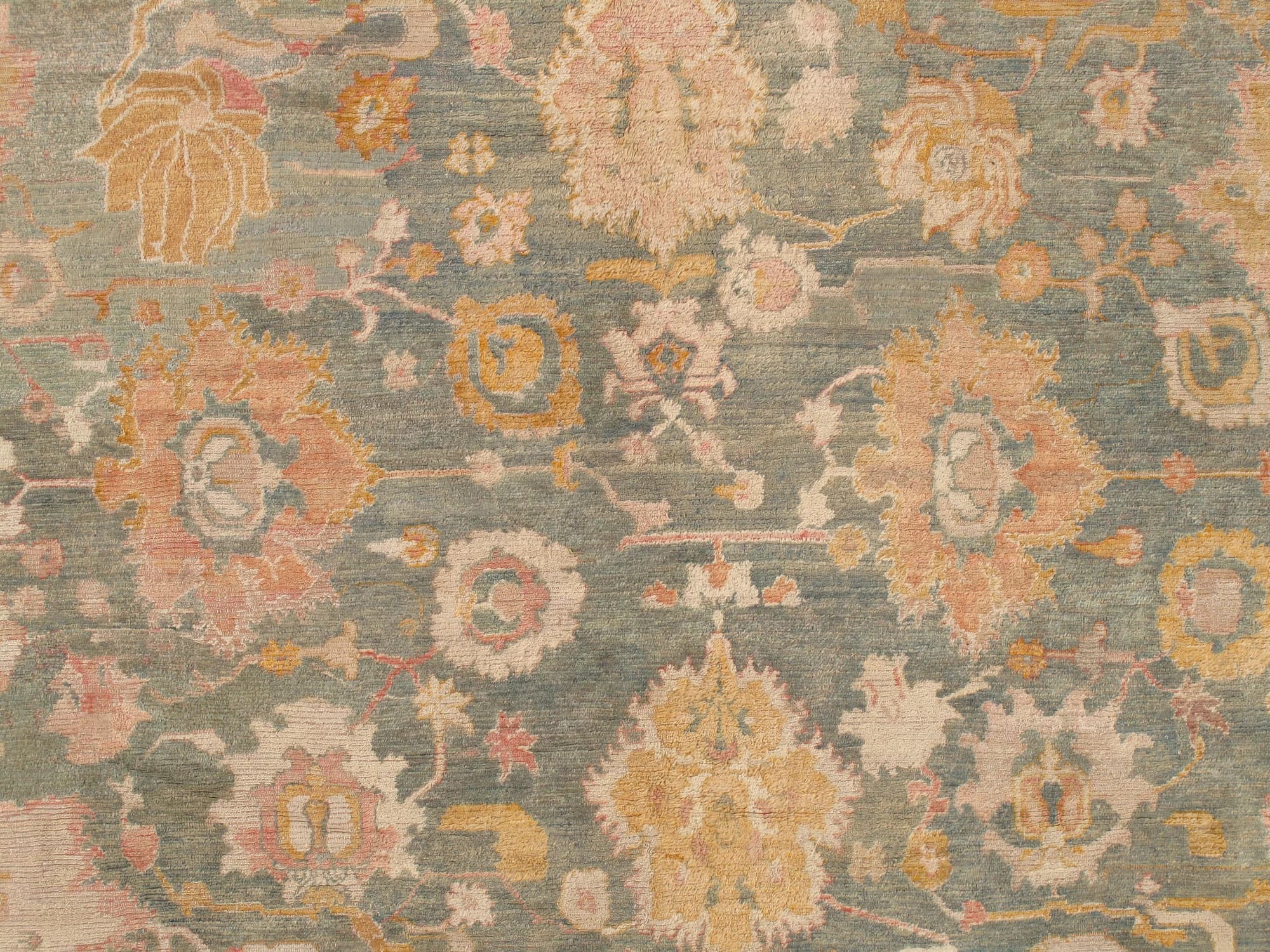 Angora Oushak in Light Blue and Coral, actual catalog view 7