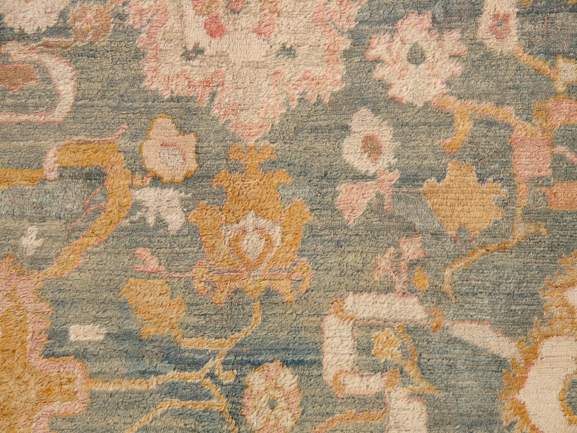 Angora Oushak in Light Blue and Coral, actual catalog view 3