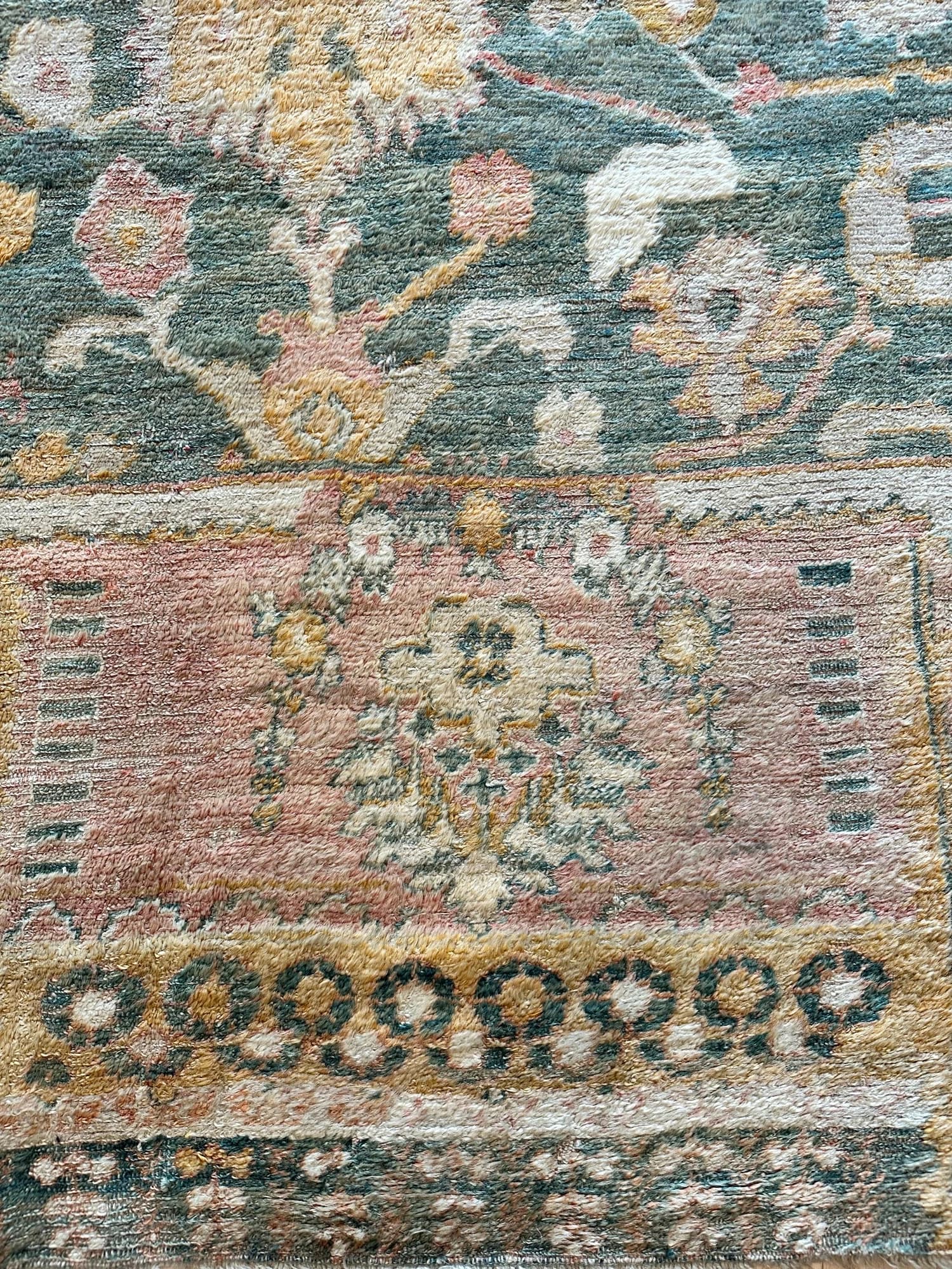 Angora Oushak in Light Blue and Coral, actual catalog view 11