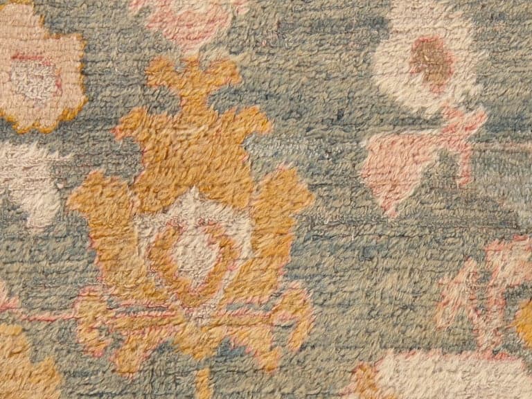 Angora Oushak in Light Blue and Coral, actual catalog view 2