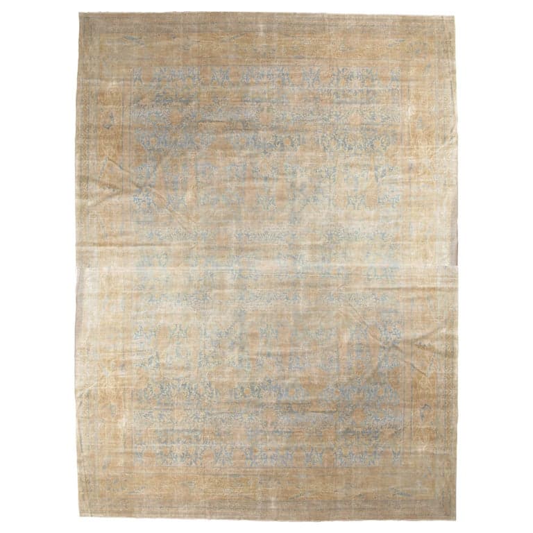 Agra Carpet in Light Blue and Gold