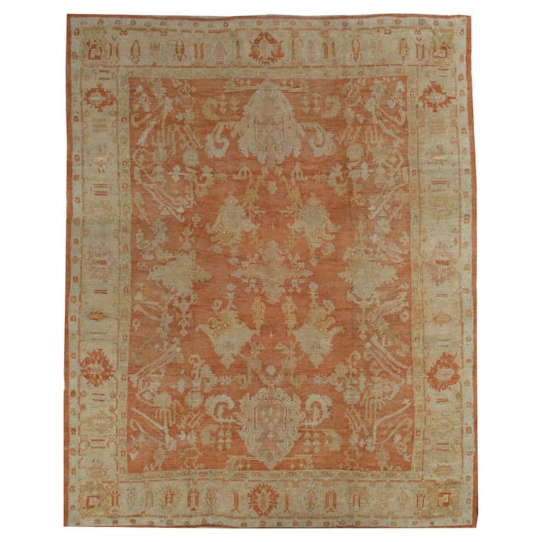 Oushak Carpet in Coral and Gold