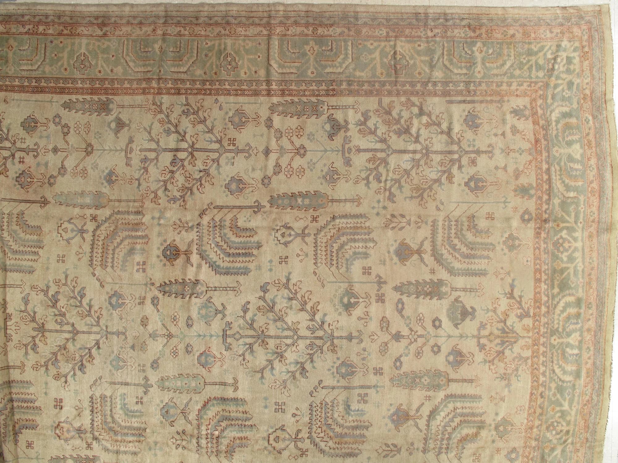 Oushak Carpet in Taupe and Pale Blue, actual catalog view 3