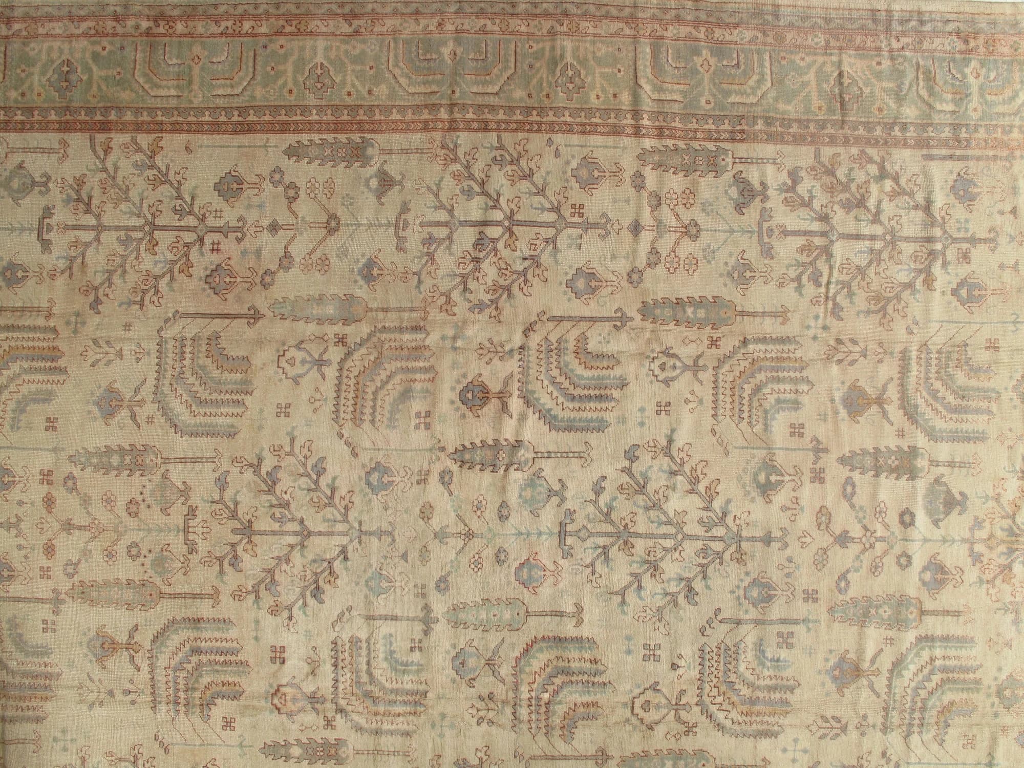 Oushak Carpet in Taupe and Pale Blue, actual catalog view 7