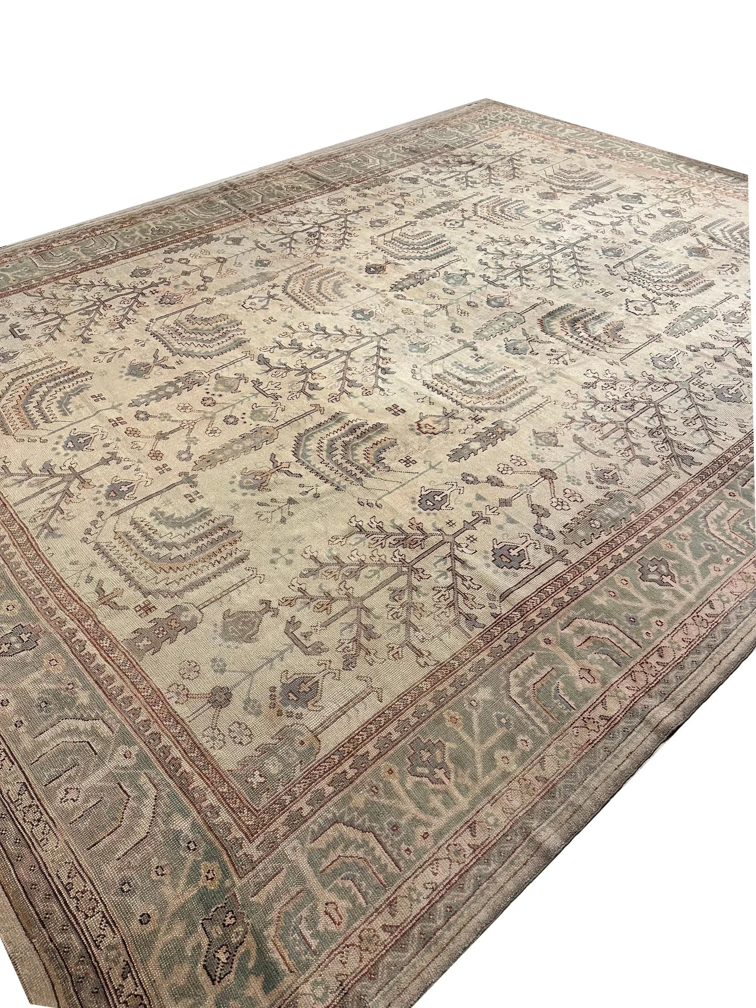 Oushak Carpet in Taupe and Pale Blue, actual catalog view 5