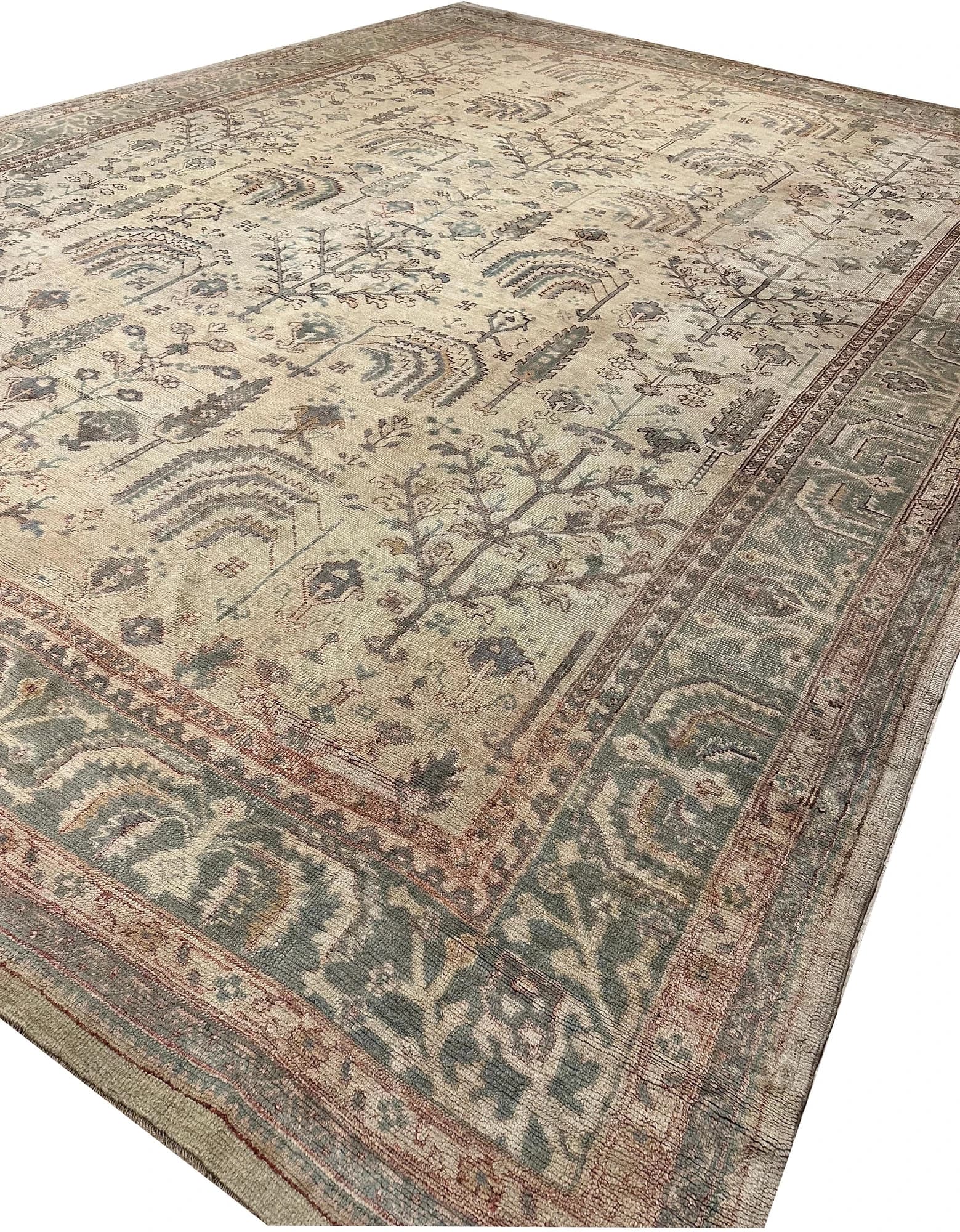 Oushak Carpet in Taupe and Pale Blue, actual catalog view 9
