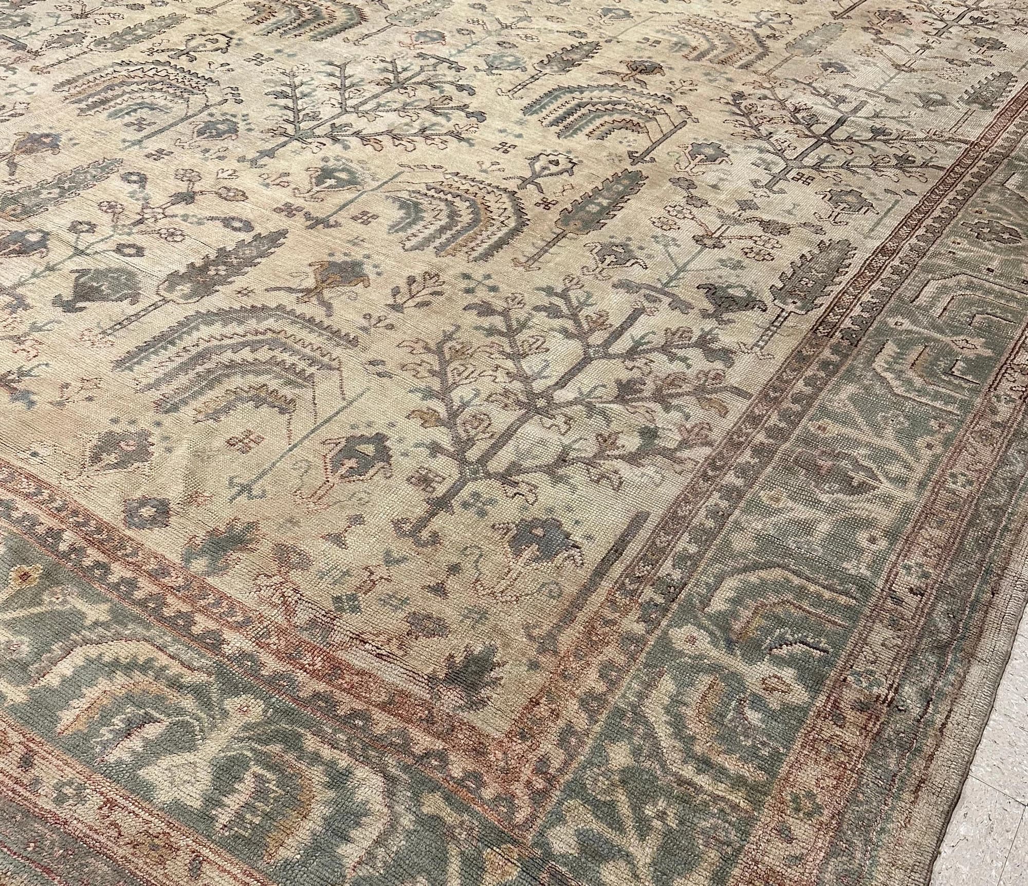 Oushak Carpet in Taupe and Pale Blue, actual catalog view 8