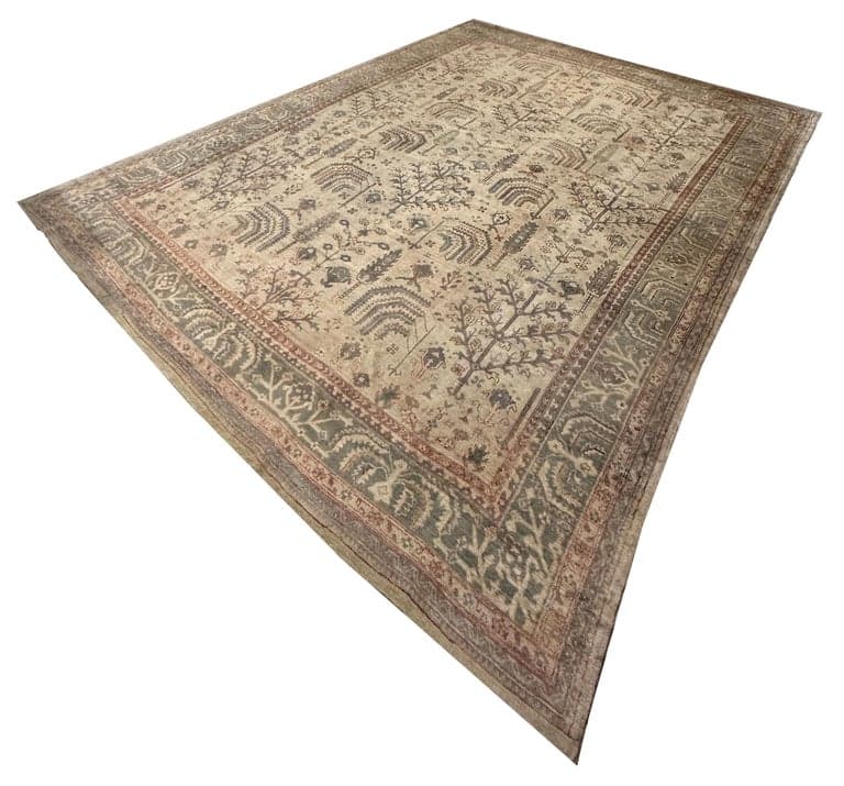 Oushak Carpet in Taupe and Pale Blue