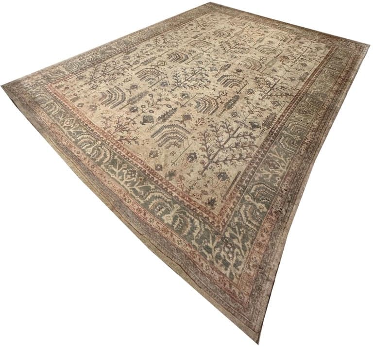 Oushak Carpet in Taupe and Pale Blue, actual catalog view 2