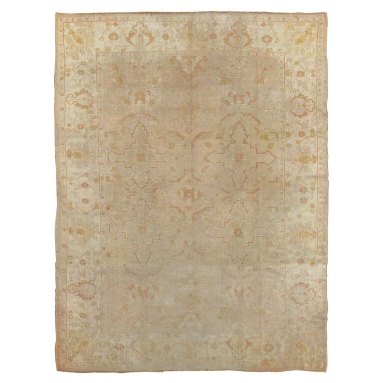 Oushak Carpet in Beige and Coral