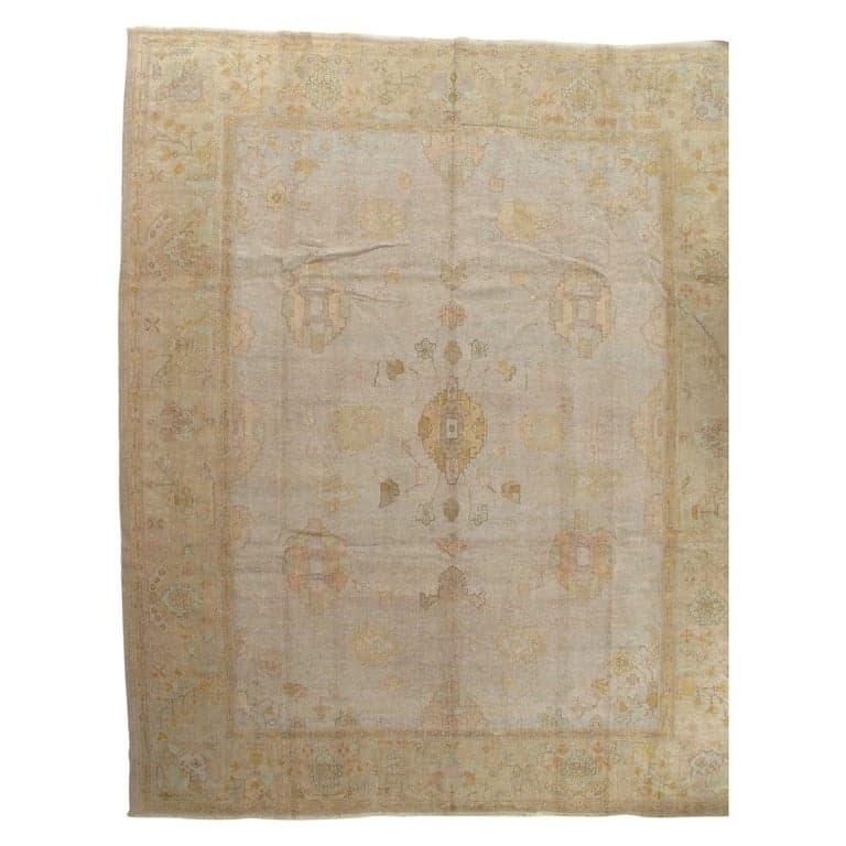 Oushak Carpet with Pale Yellow Border