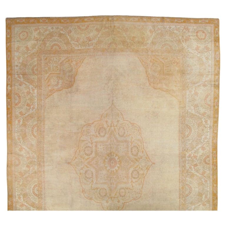 Oushak Carpet in Ivory and Saffron