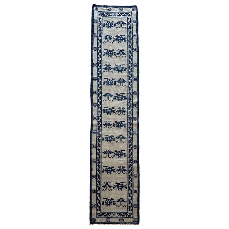 Peking Runner in Ivory and Blue