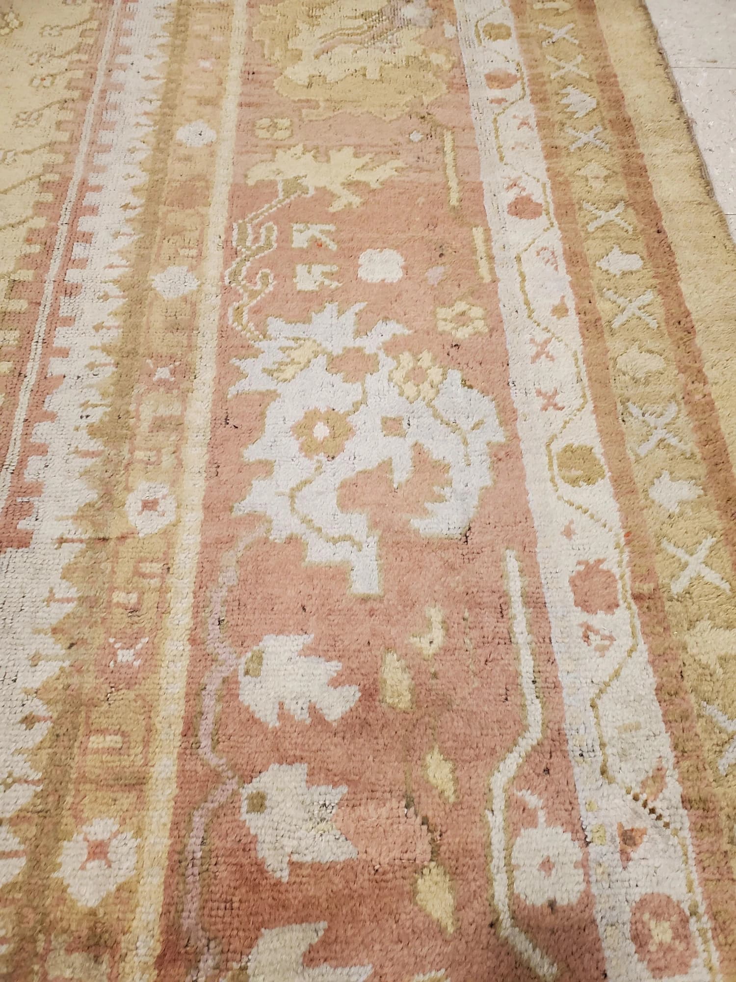 Oushak Carpet in Gold and Green, actual catalog view 7