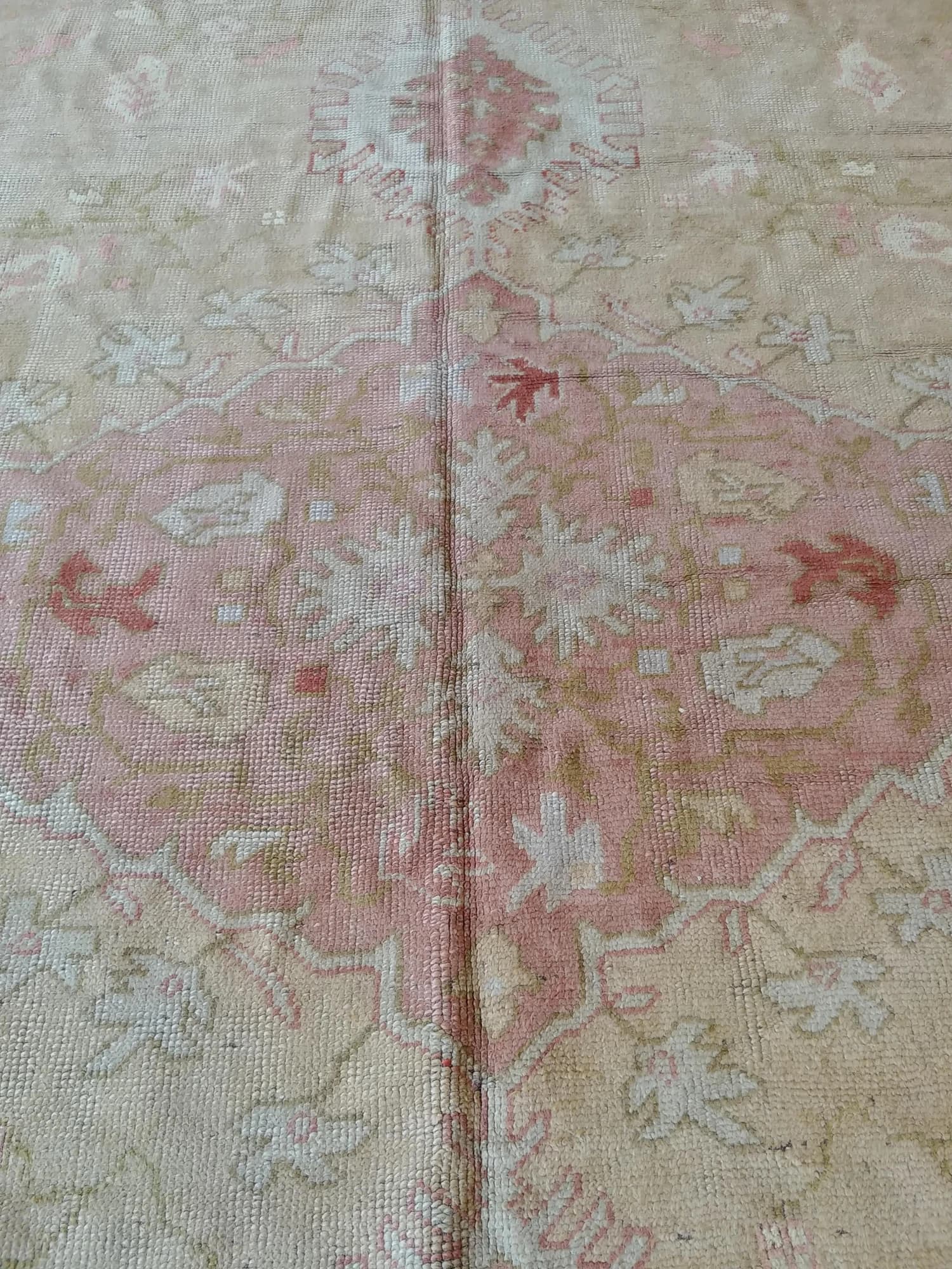 Oushak Carpet in Gold and Green, actual catalog view 8