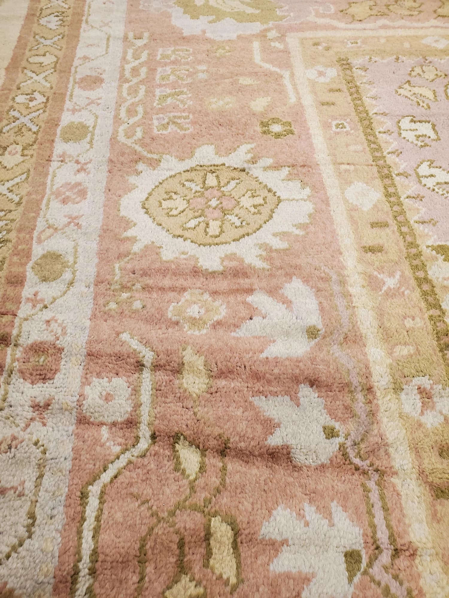 Oushak Carpet in Gold and Green, actual catalog view 4