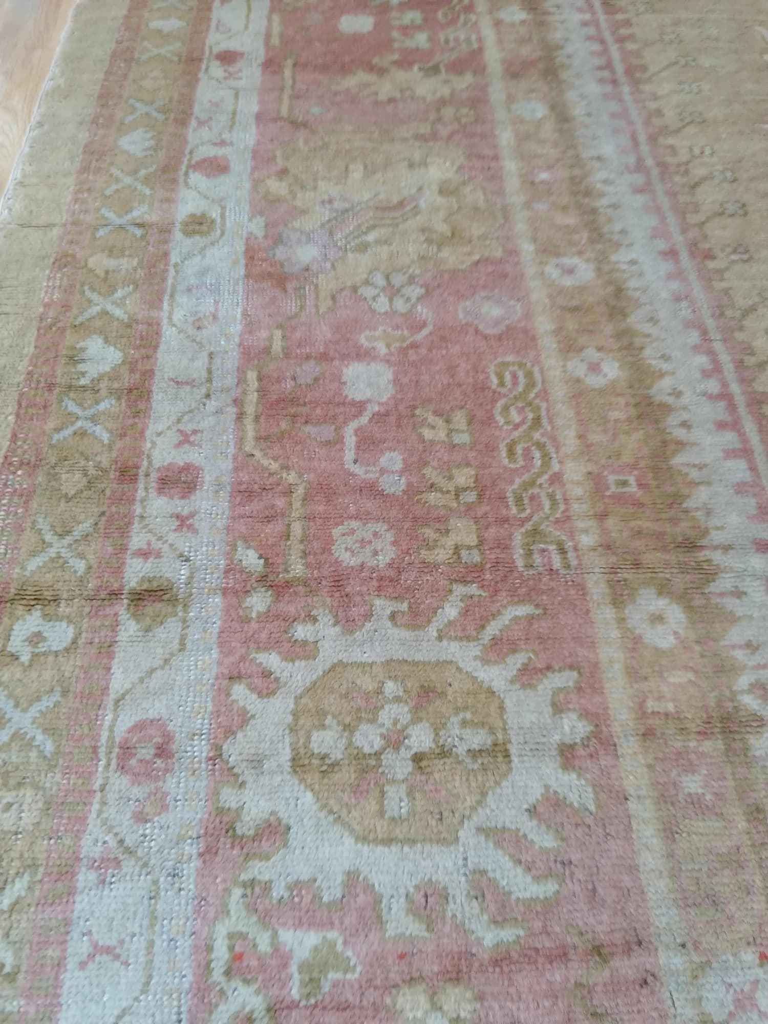 Oushak Carpet in Gold and Green, actual catalog view 9