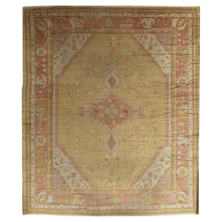 Oushak Carpet in Gold and Green