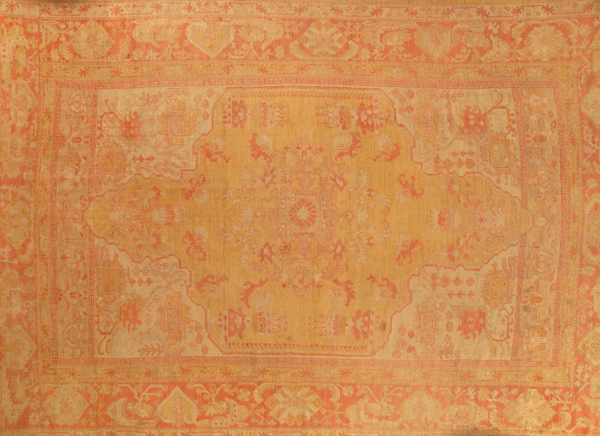 Oushak Carpet in Gold and Coral, actual catalog view 3