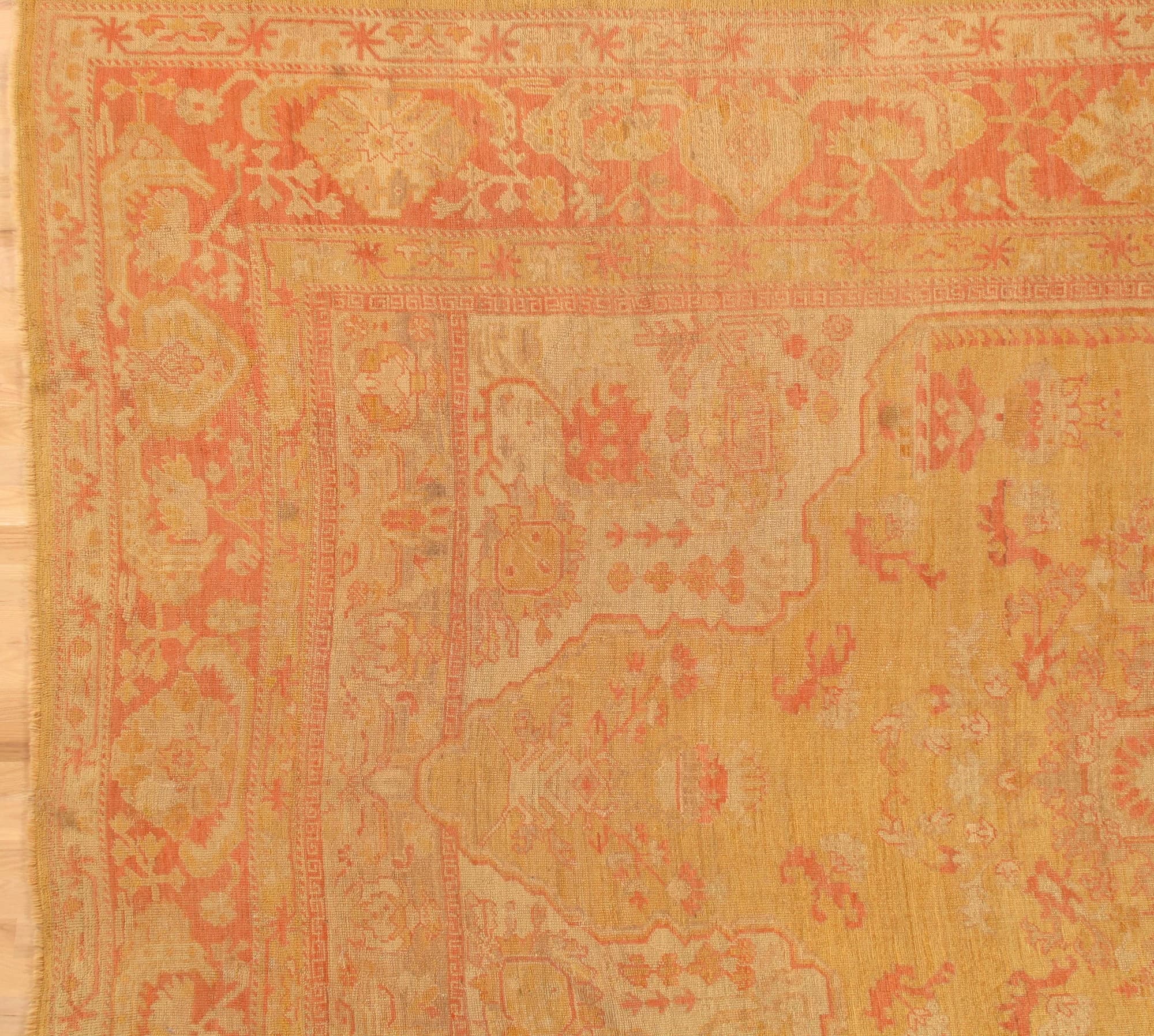 Oushak Carpet in Gold and Coral, actual catalog view 4