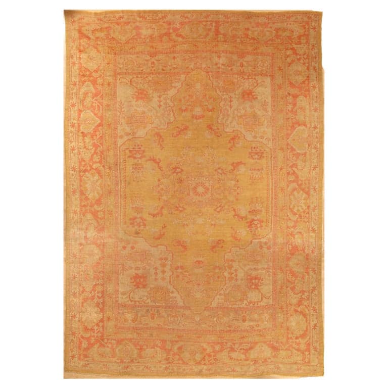 Oushak Carpet in Gold and Coral