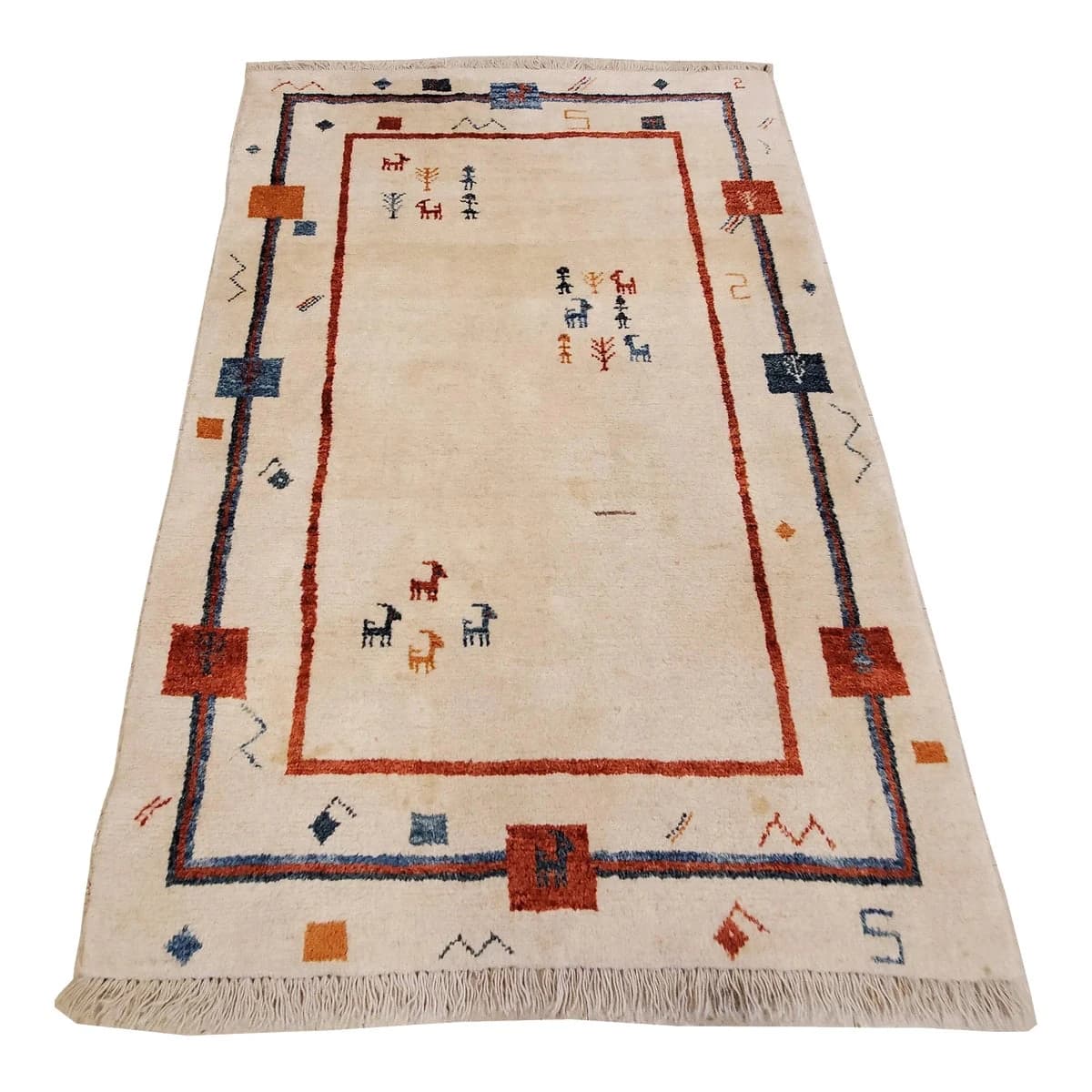 Vintage Persian Gabbeh Creamy Ivory Rug