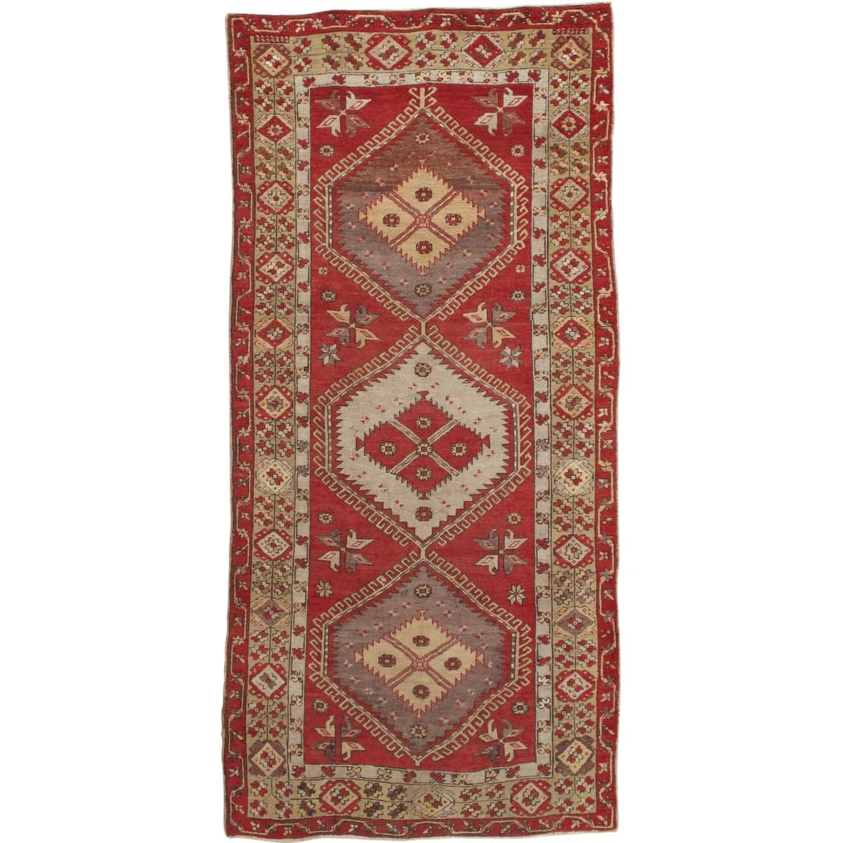 20th Century Medallion Design Vintage Turkish Oushak 4′9″ × 9′7″