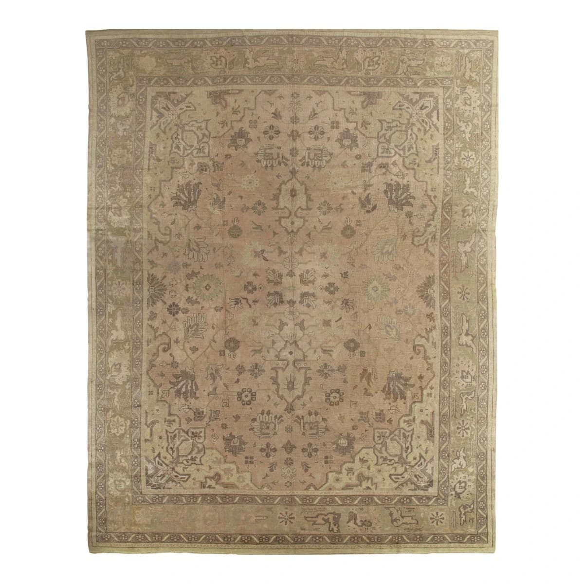 Late 19th Century Antique Turkish Oushak Rug 13′4″ × 16′8″