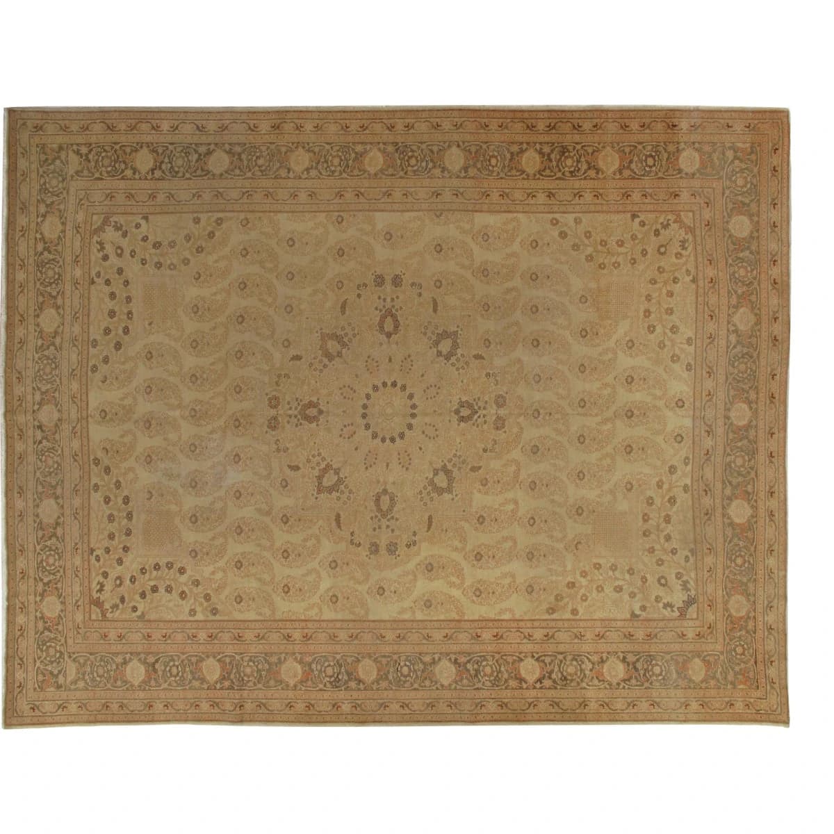 Late 19th Century Antique Tabriz Hadji Jalili Persian Rug 8'9 X 11'2