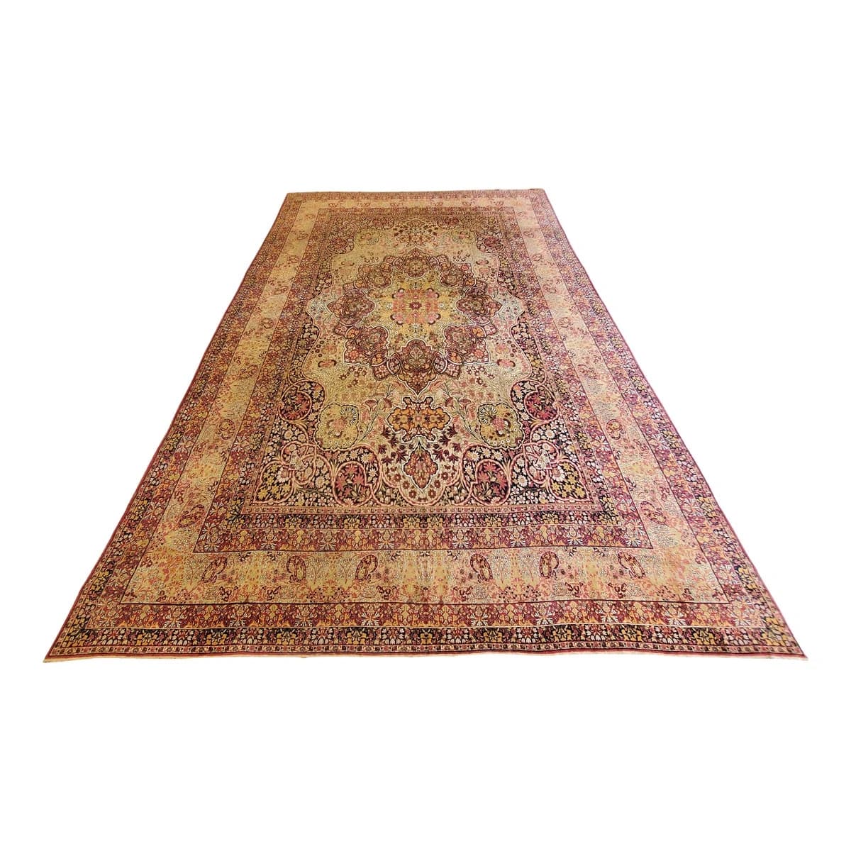 Antique Persian Lavar Kerman Carpet