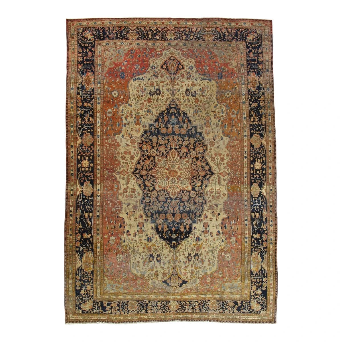Antique Persian Mohtasham Kashan Rug