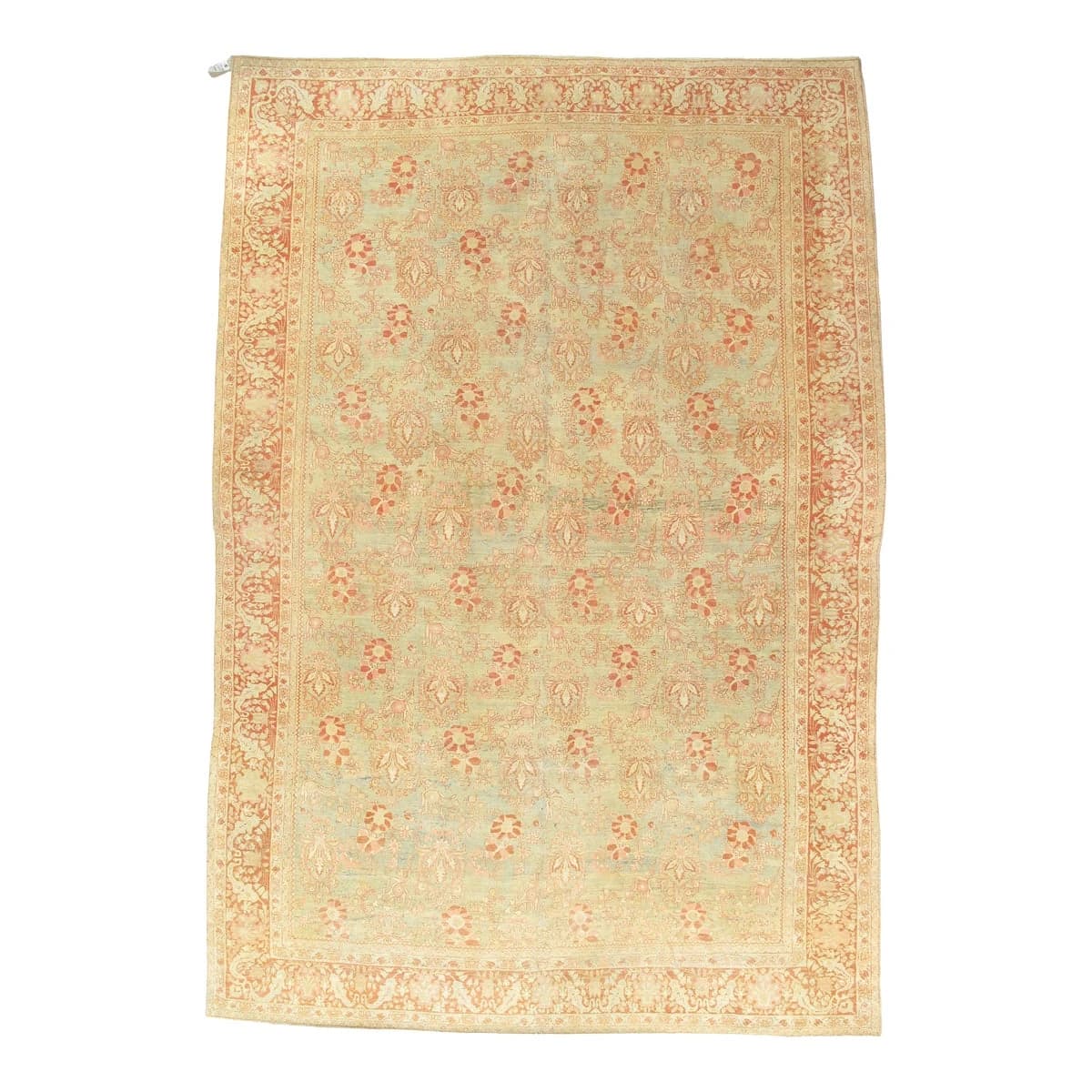 Yellow and Orange Antique Mahal Rug