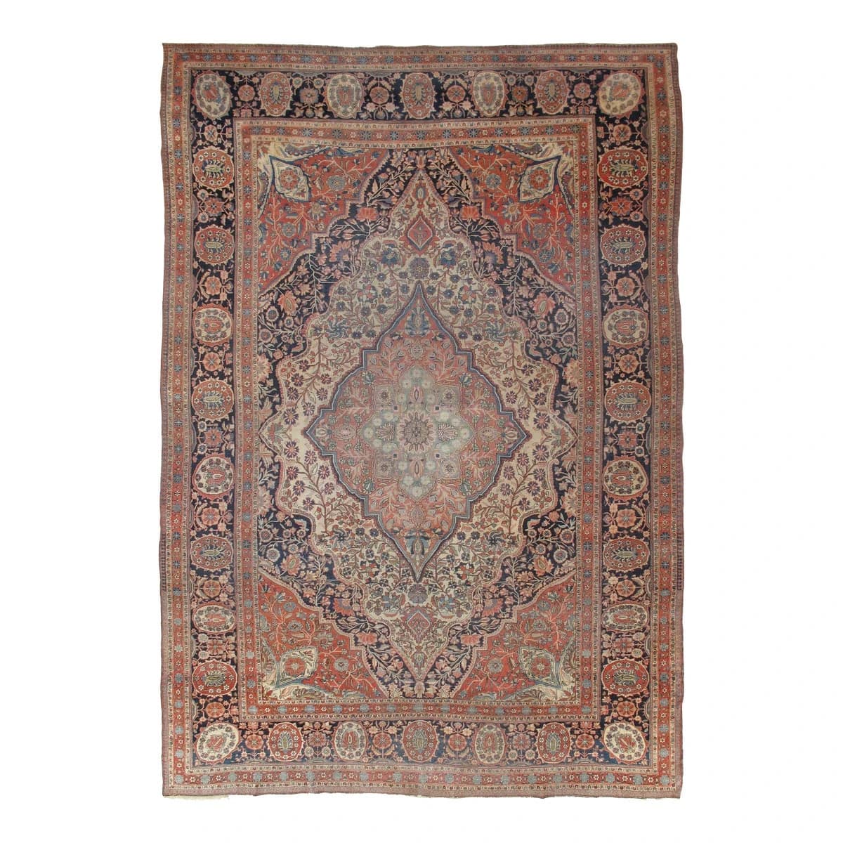 Antique Persian Mohtasham Kashan Carpet