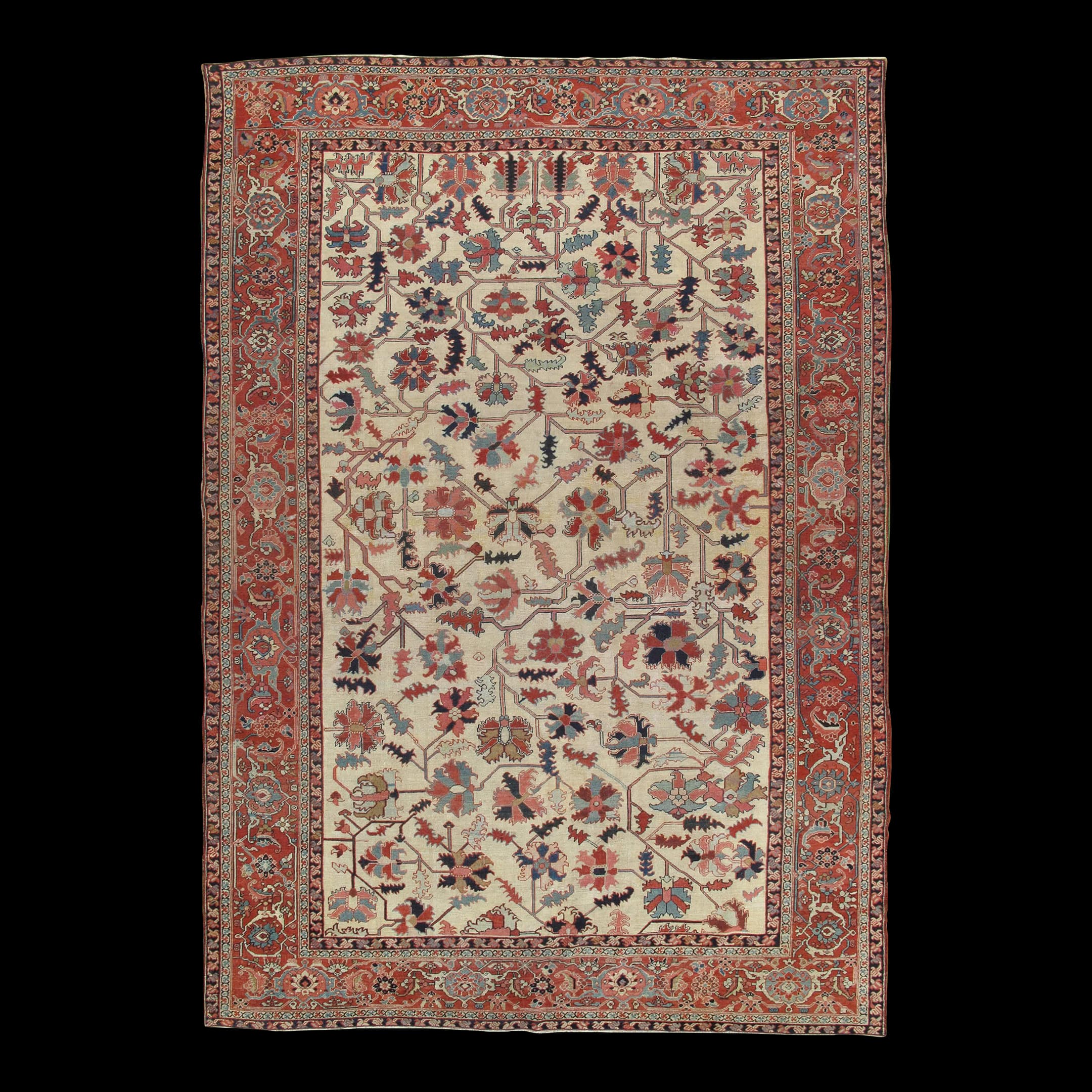 Serapi Carpet in Ivory and Blue