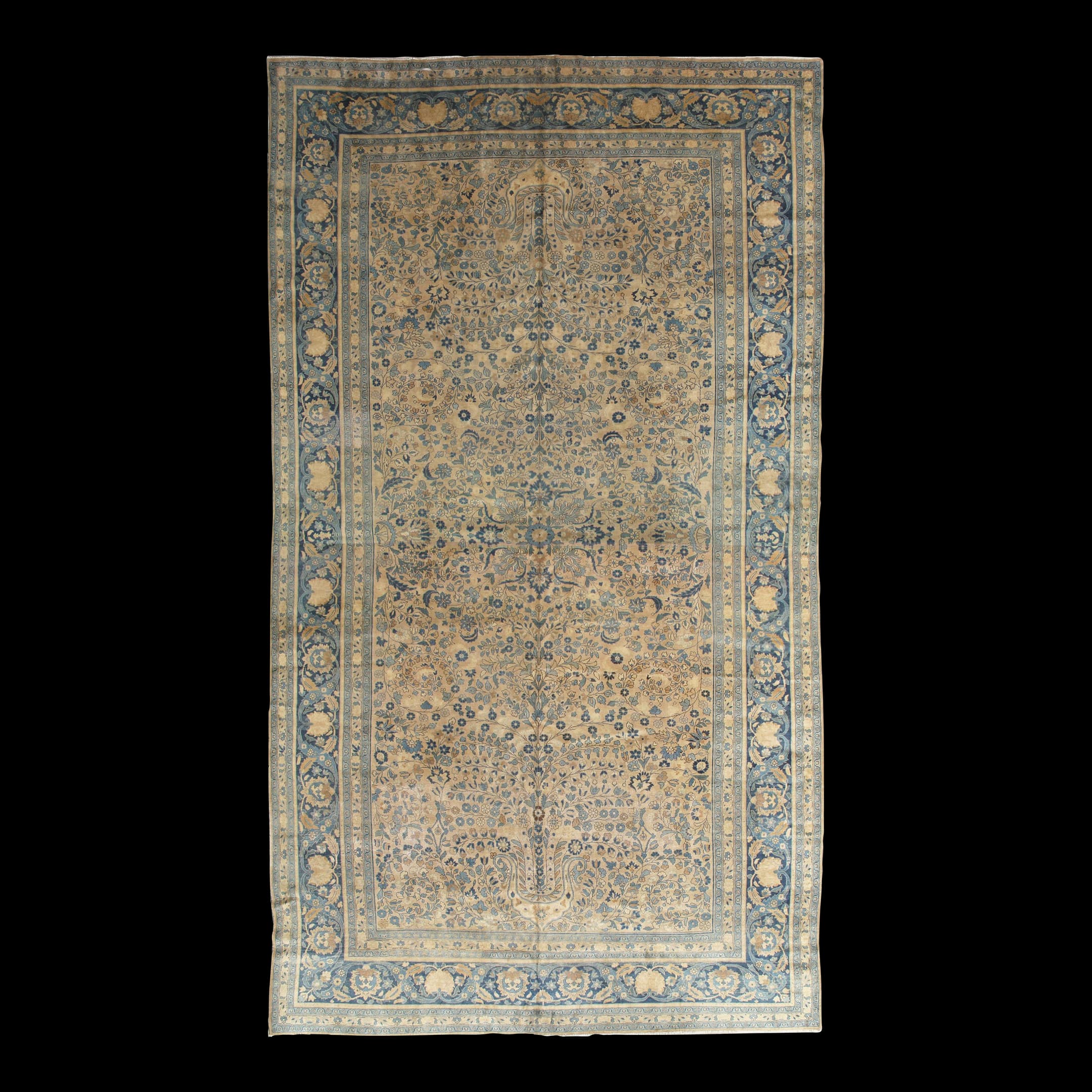Mashad Carpet in Blue and Beige