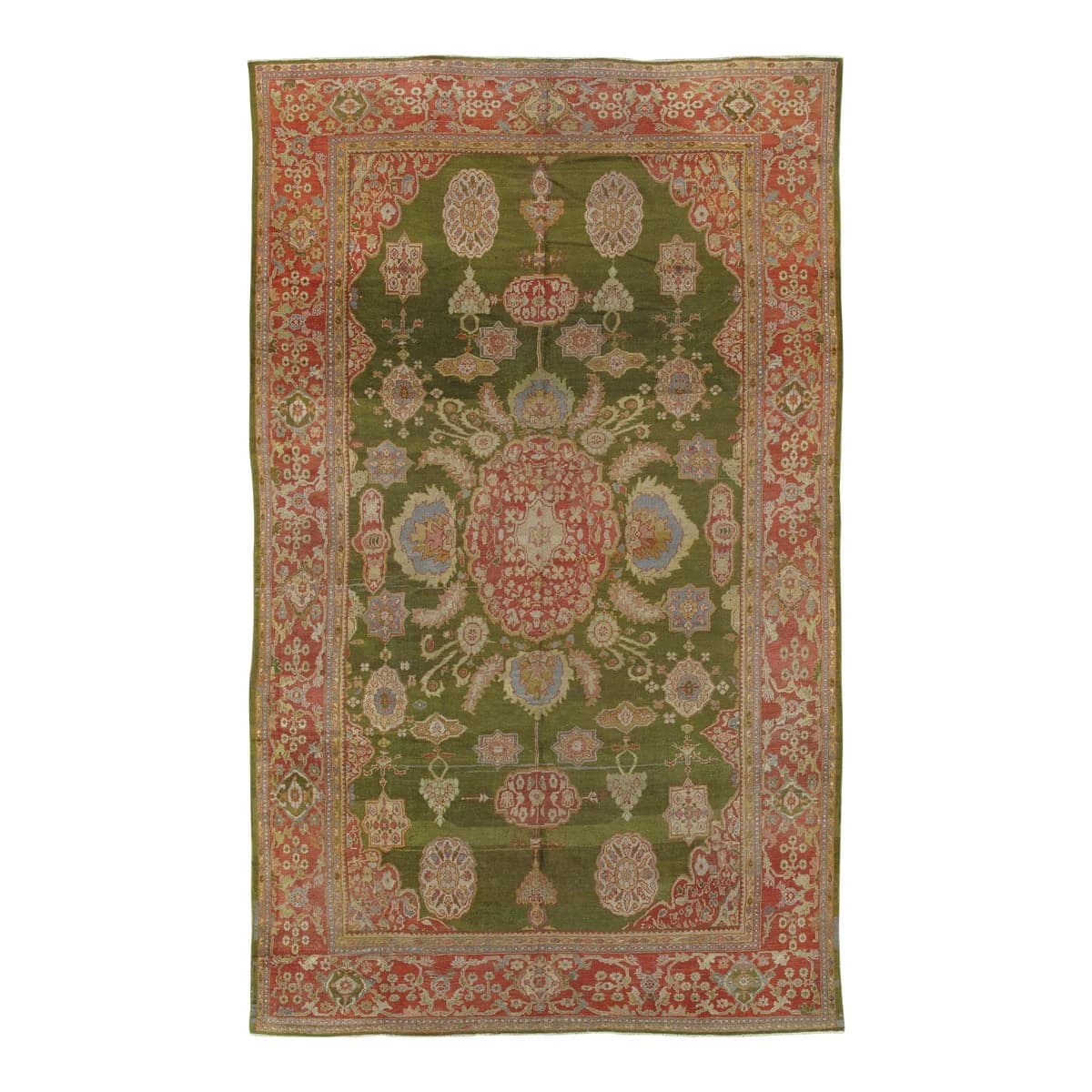 Antique Persian Sultanabad Carpet Green
