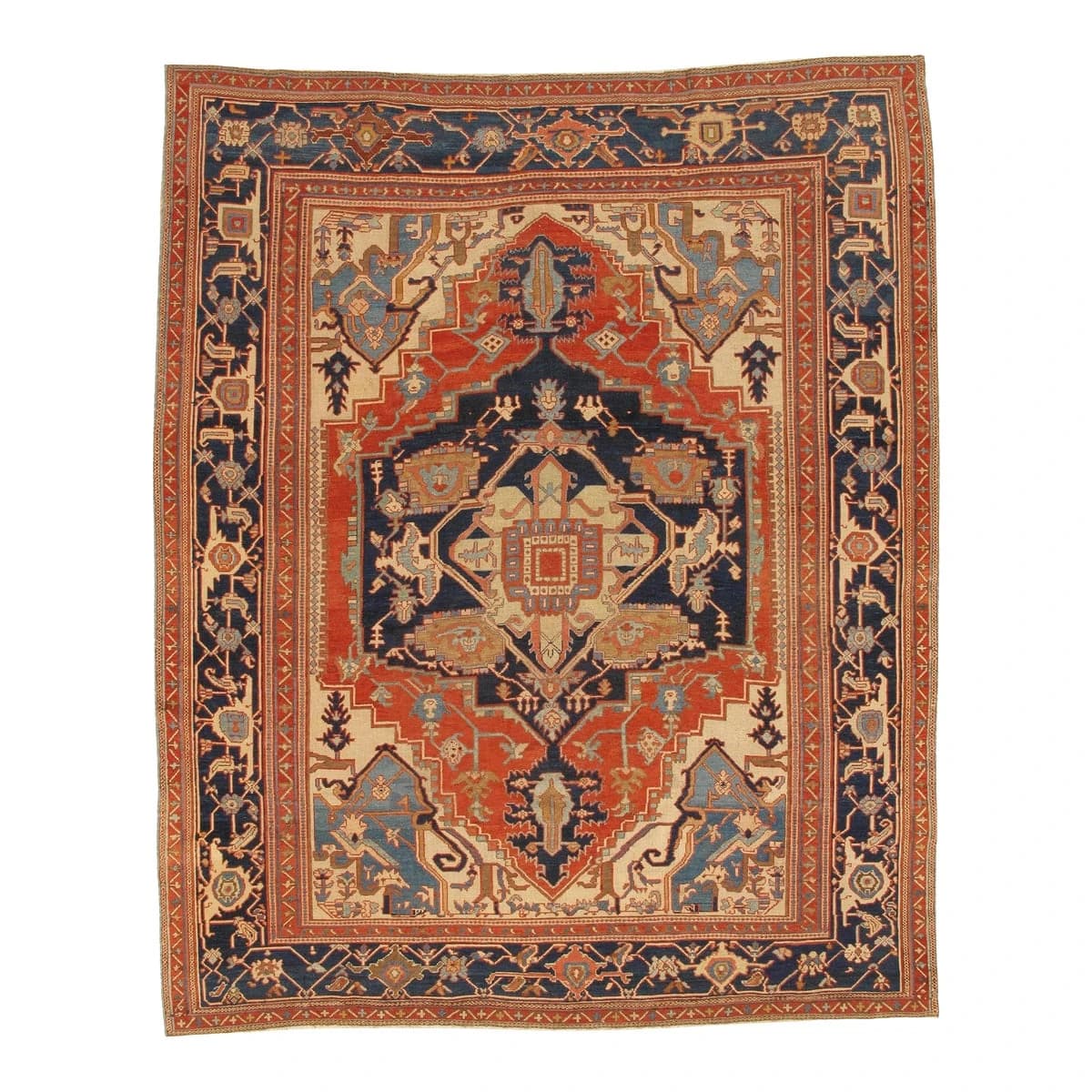 Antique Persian Serapi Carpet Rug Light Blue