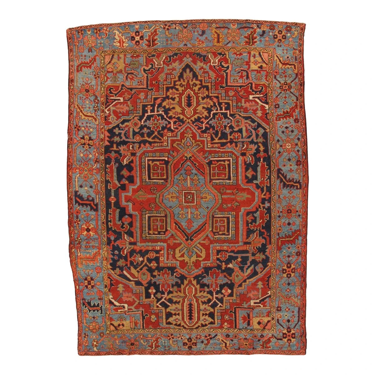 Antique Persian Heriz Carpet Wool Rug