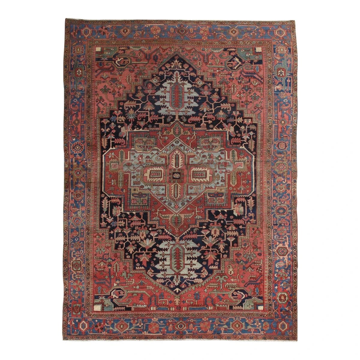 Antique Persian Heriz Carpet Wool Rug