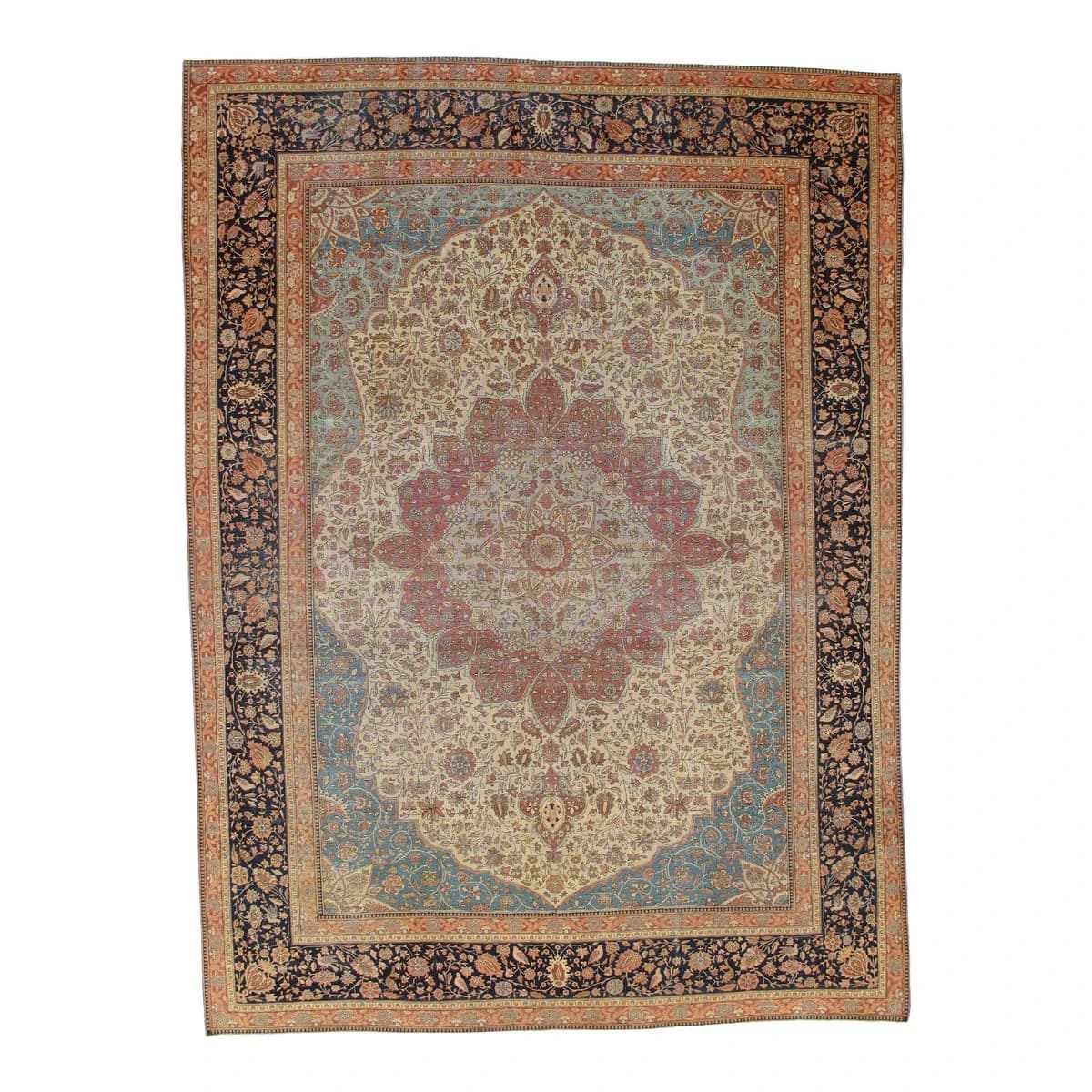 Antique Persian Mohtasham Kashan Carpet