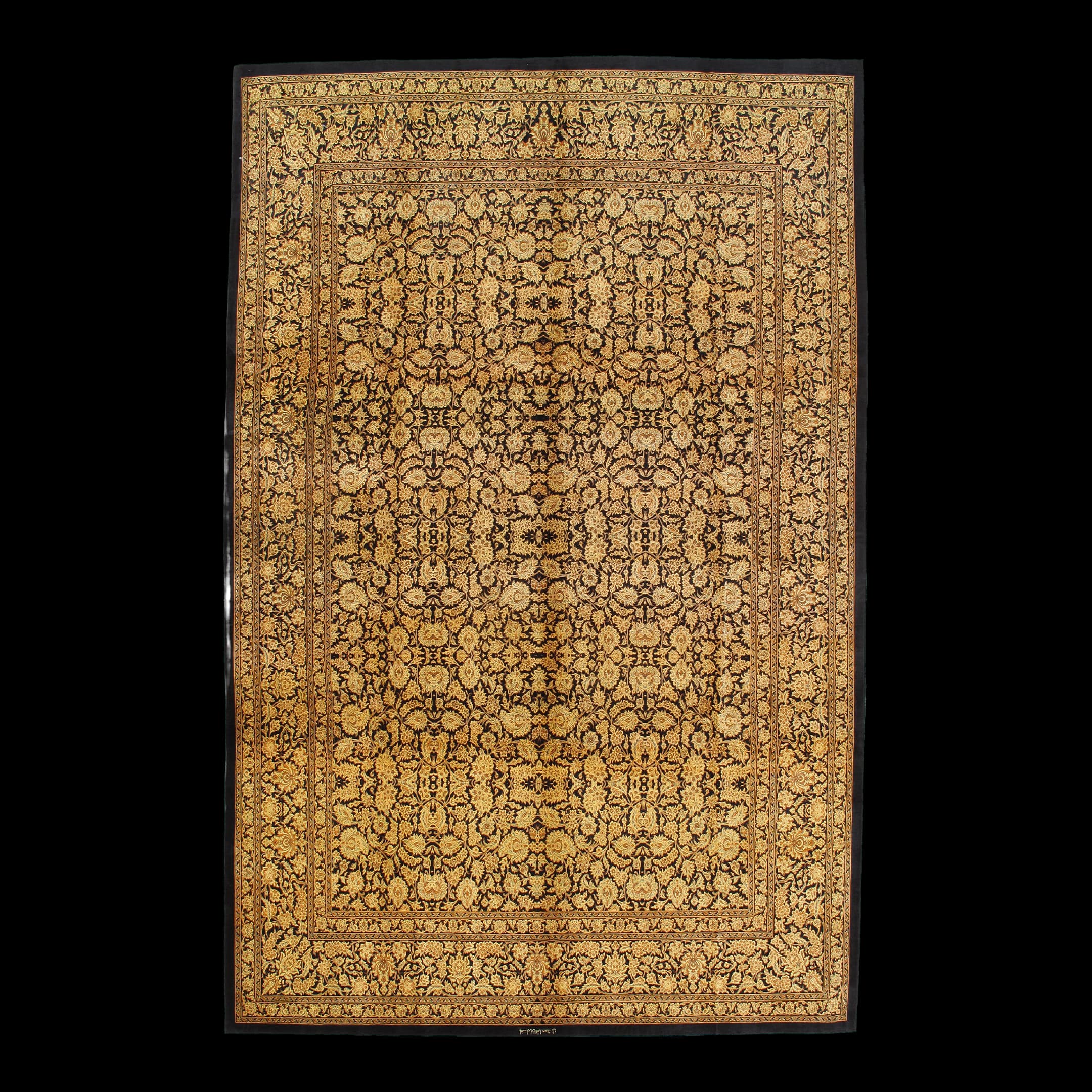 Qum Silk Carpet in Gold and Black