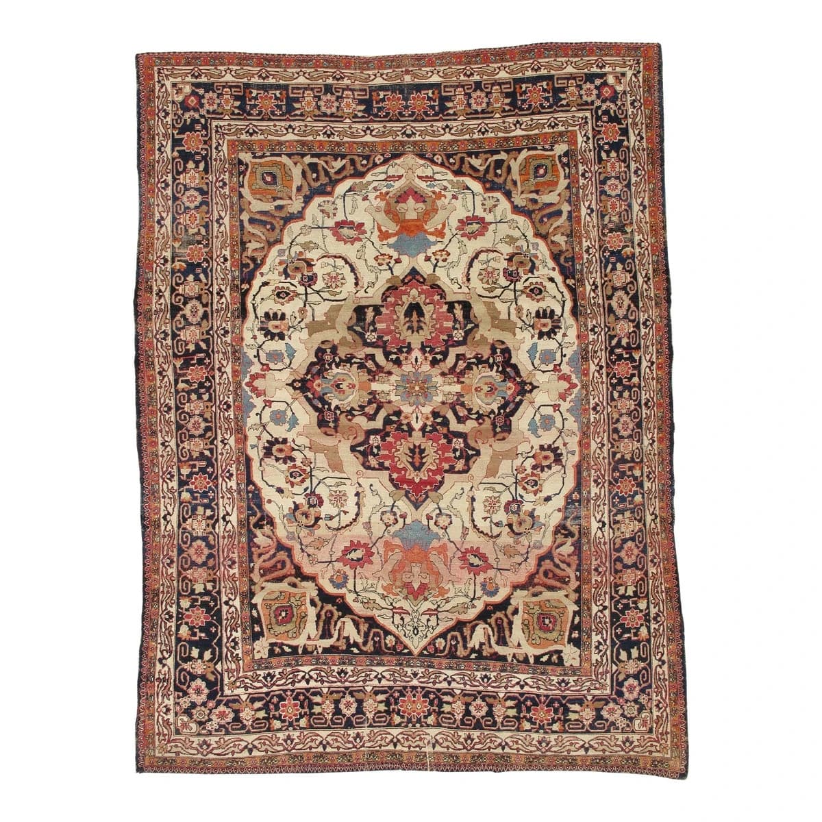 Antique Persian Lavar Kerman Carpet