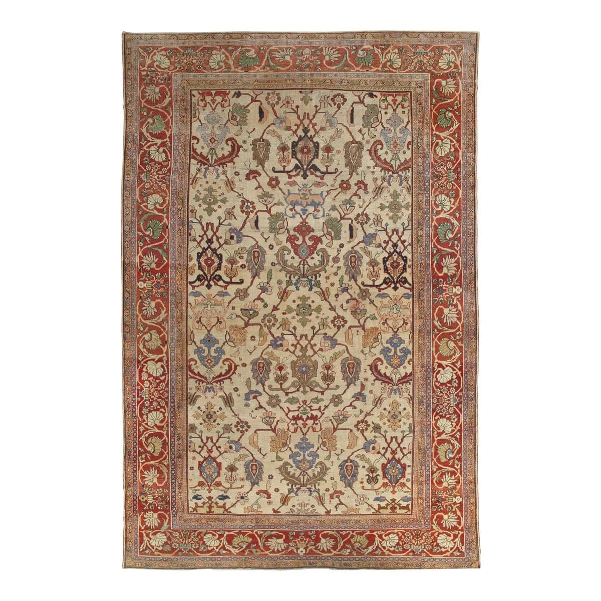 Antique Persian Sultanabad Carpet Ivory