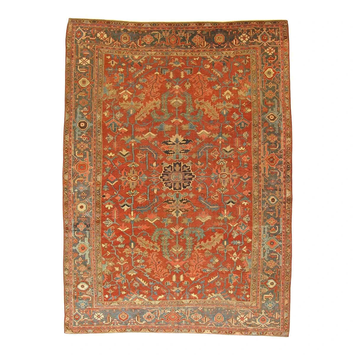 Antique Persian Heriz Carpet Wool Rug