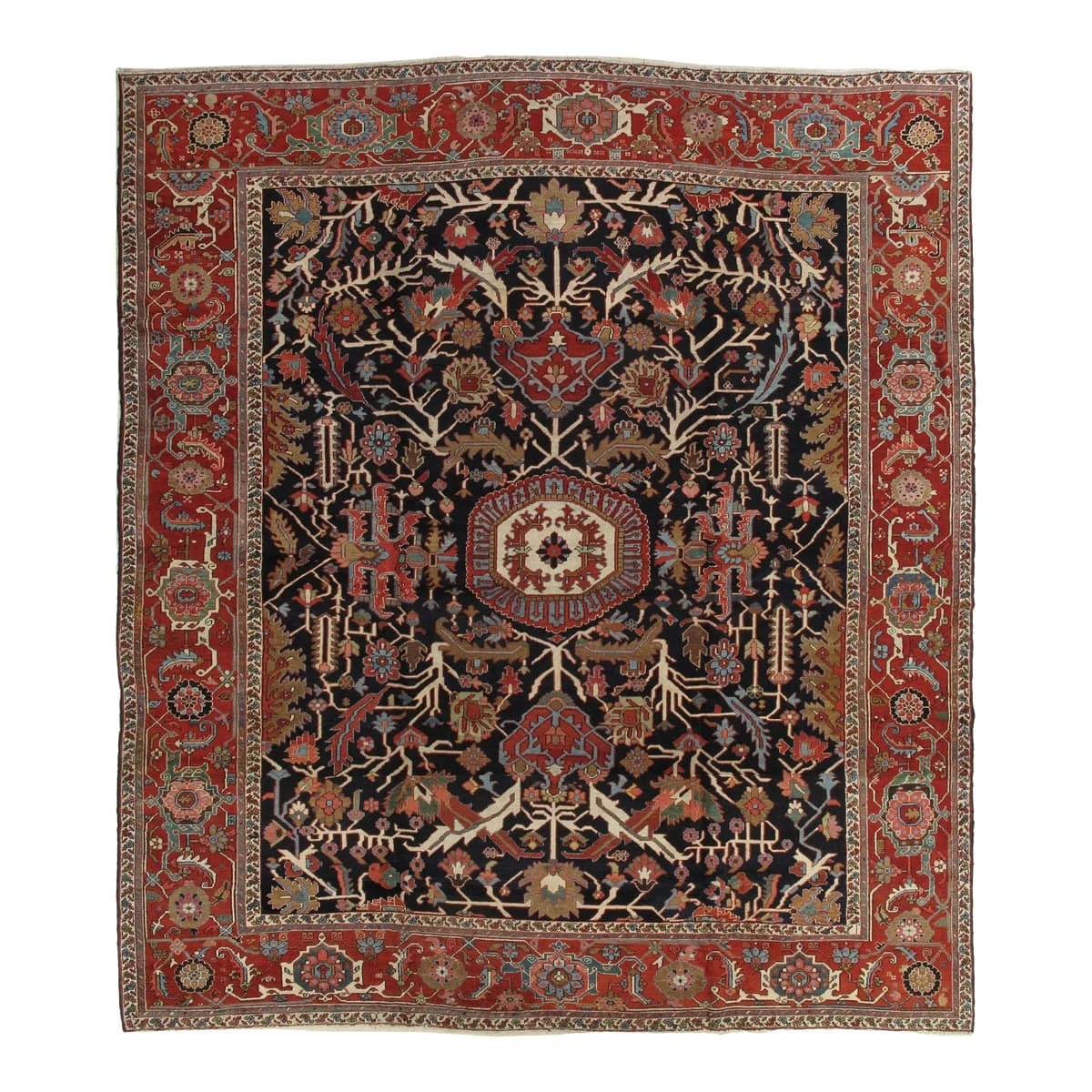 Antique Persian Heriz Carpet Wool Rug