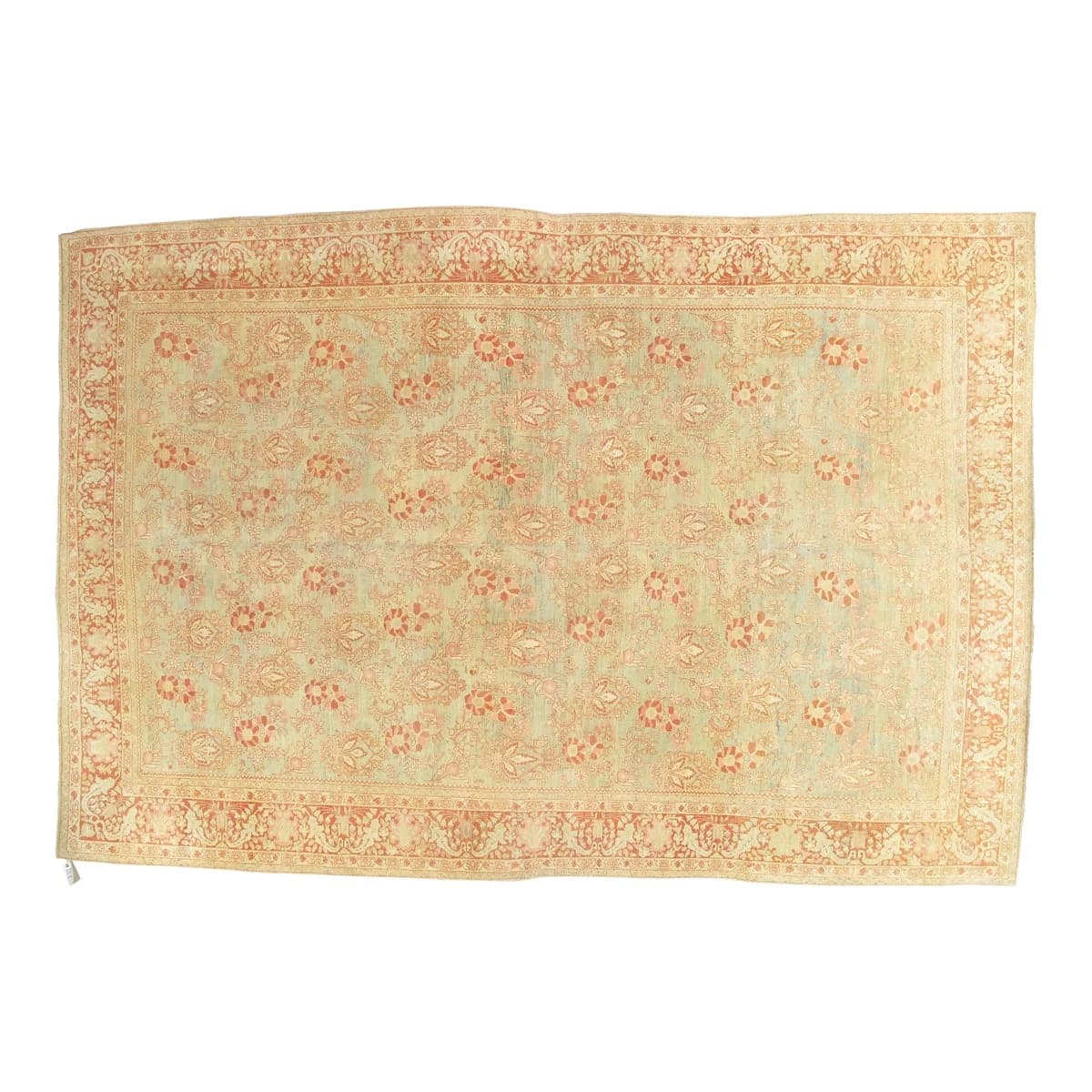 Early 20th Century Light Blue and Coral Antique Mahal Rug