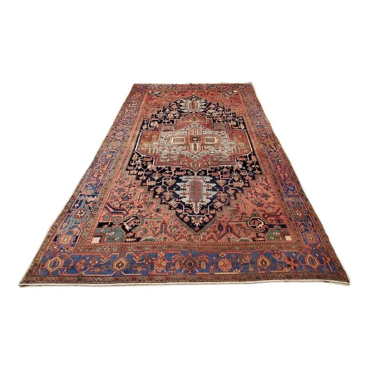 Early 20th Century Antique Persian Heriz Carpet Wool Rug