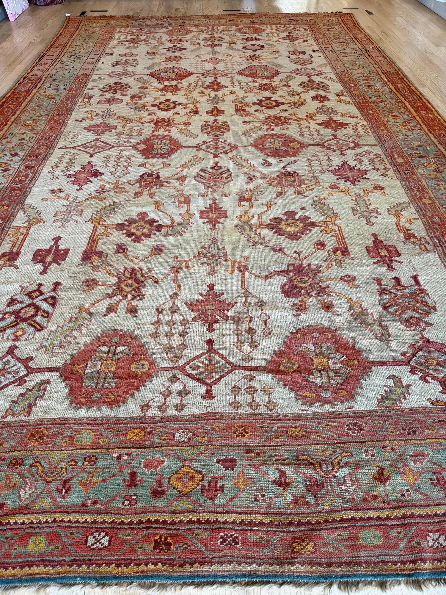 Oushak Carpet in Ivory and Terracotta, actual catalog view 11